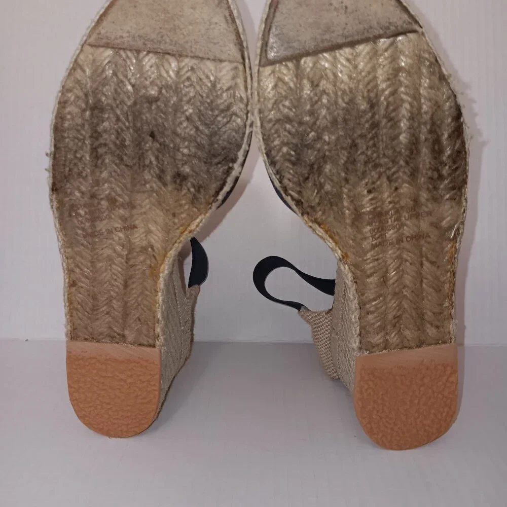 Lauren Ralph Lauren-Black Espadrille Wedge Sandals